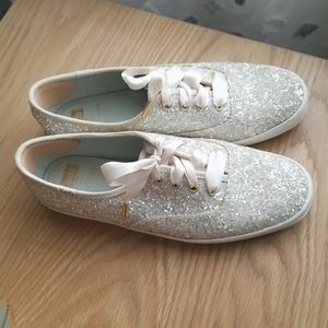 Keds x Kate Spade White Glitter Lace Up Shoes